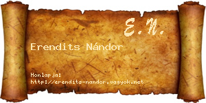 Erendits Nándor névjegykártya